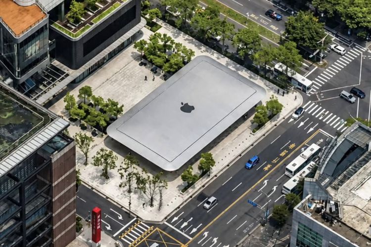 Ada MacBook Raksasa di Atap Apple Store Ini
