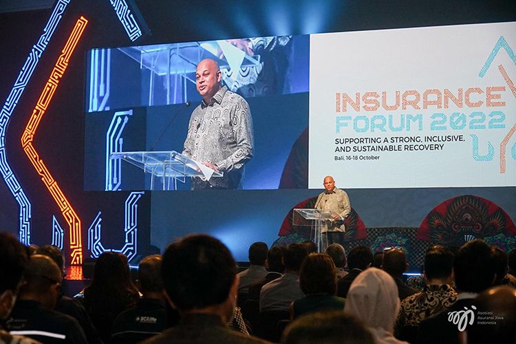 Ketua Panitia Insurance Forum 2022 Sainthan Satyamoorthy dalam seminar Digital and Risk Management in Insurance (DRiM) Insurance Forum 2022 di The Westin Resort Nusa Dua, Bali, Senin (17/10/2022) dan Selasa (18/10/2022). 