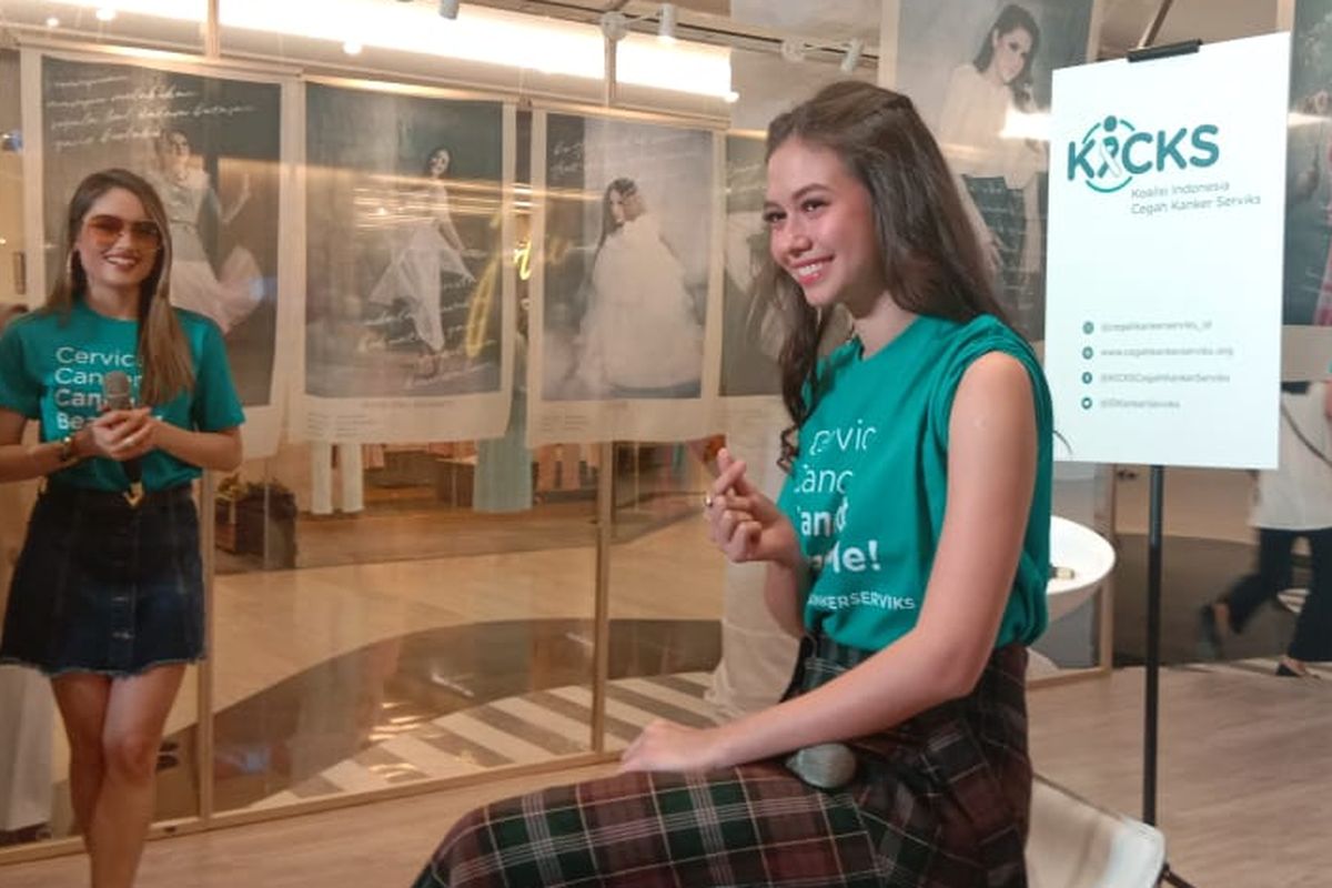 Yuki Kato menghadiri kampanye bahaya kanker serviks di Atrium Plaza Indonesia, Thamrin, Jakarta Pusat, Rabu (13/3/2019).