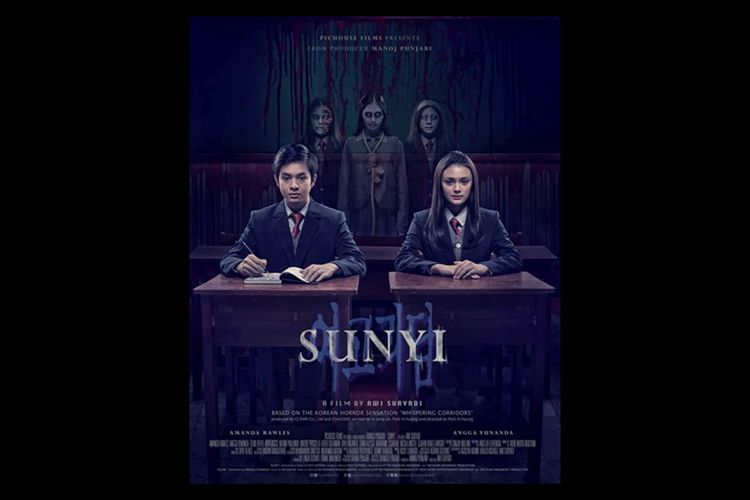 Poster film horor Sunyi (2019) yang dibintangi Angga Yunanda dan Amanda Rawles