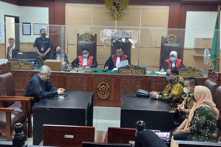Suasana sidang yang menjerat Ustaz Yusuf Mansur di Pengadilan Negeri Tangerang, Kota Tangerang, Rabu (22/6/2022).