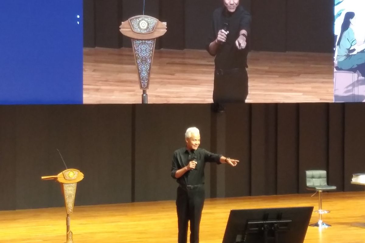 Ganjar Pranowo memberikan kuliah umum di UNPAR, Kota Bandung, Jawa Barat, Rabu (11/10/2023).