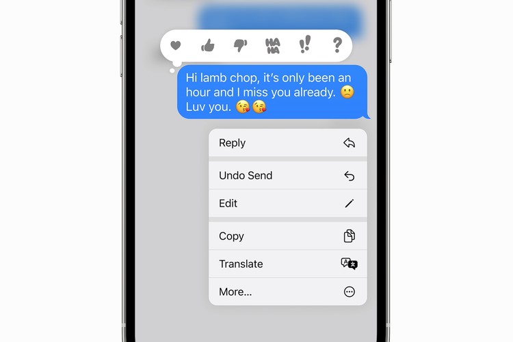 Ilustrasi fitur unsend dan edit pesan di iMessage pada iOS 16