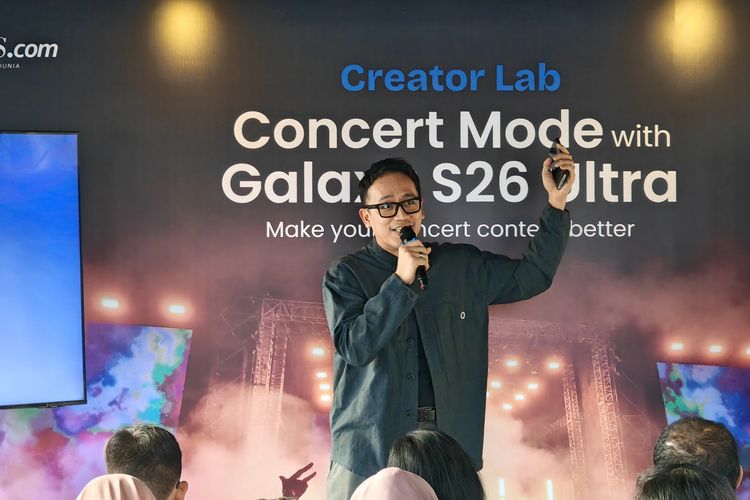 Ilham Indrawan, MX Product Marketing Senior Manager Samsung Electronics Indonesia, dalam workshop Creator Lab bertema ?Epic Concert? yang digelar Samsung Indonesia, kolaborasi dengan KompasTekno di Kopi Nako Cipete, Jakarta Selatan, Selasa (7/4/2026).