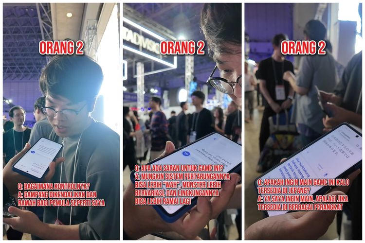 Komentar salah satu orang Jepang ketika memainkan E.T.E Chronicles di Tokyo Game Show 2025 di Makuhari Messe, Chiba, Jepang, Kamis (25/9/2025).