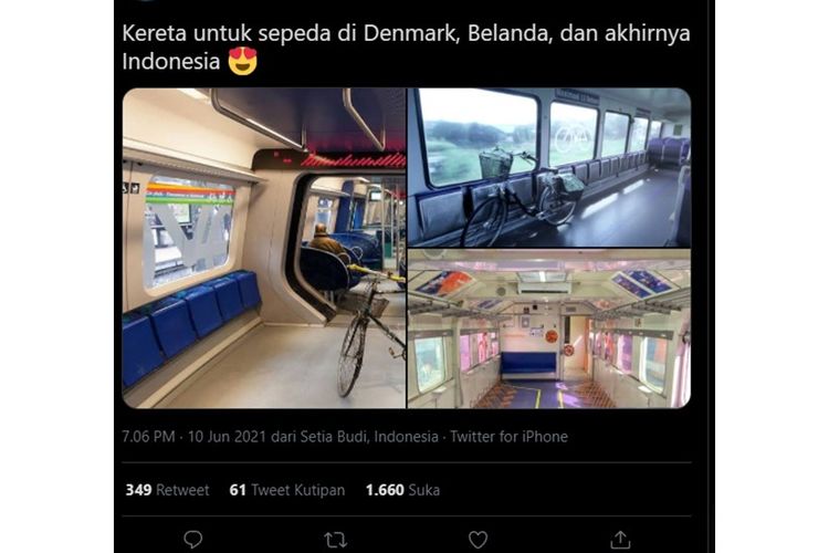 Viral foro gerbong sepeda di salah satu kerata api Indonesia