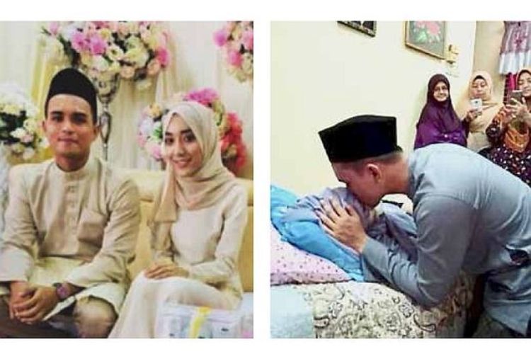 Azzam dan Fatin menikah pada Jumat (3/8/2018). Namun kurang dari 24 jam, Azzam harus kehilangan istrinya karena sakit kanker. (Facebook/Shukur Yusuf via Asia One)