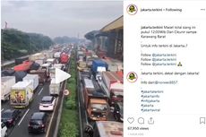 Imbas Penyempitan Jalan KM 14, Tol Jakarta-Cikampek Padat Merayap