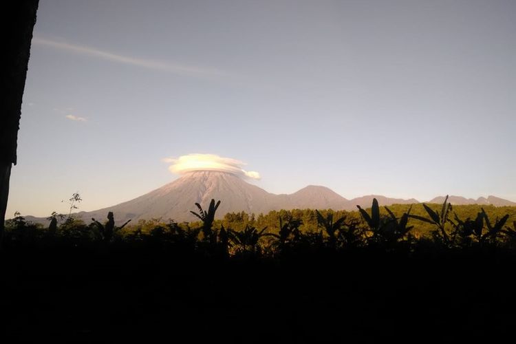 Puncak Gunung Semeru saat ditutupi oleh awan Lenticular, Kamis (7/11/2019).