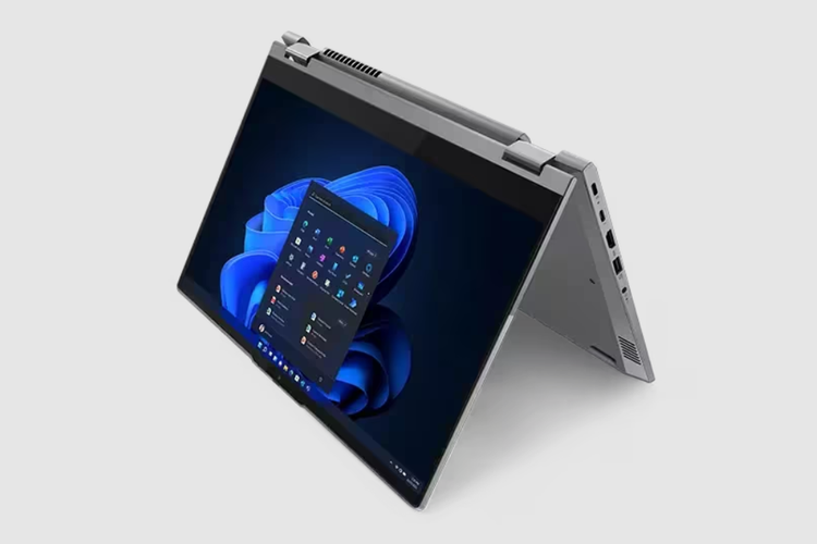 Lenovo ThinkBook 14S Yoga Gen 3 IRU dalam mode tenda (tent)