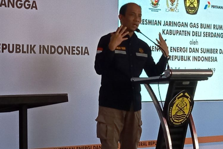 Wakil Menteri ESDM Arcandra Tahar meresmikan beroperasinya jargas sepanjang 120.738 meter ke 5.560 rumah di Kabupaten Deliserdang, Sumatera Utara, Rabu (6/3/2019)