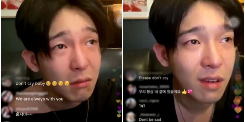 Eks personel WINNER, Nam Tae Hyun menangis saat melakukan siaran langsung