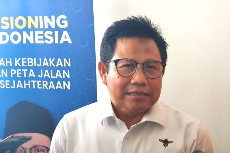 Ketua Umum DPP Partai Kebangkitan Bangsa (PKB) Muhaimin Iskandar atau dikenal Cak Imin saat menemui wartawan di Fisipol UGM.