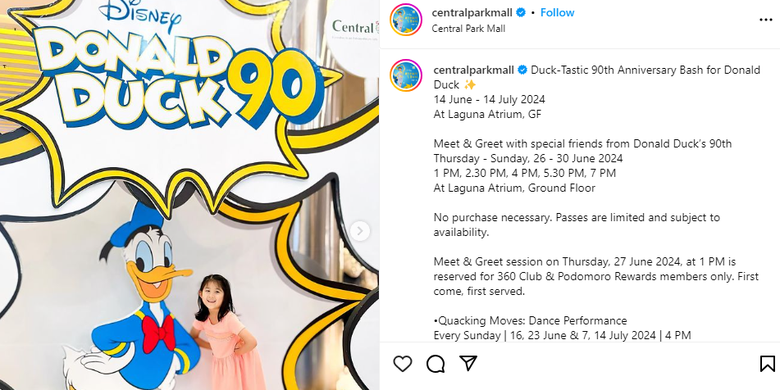 Duck-Tastic 90th Anniversary Bash for Donald Duck di Central Park Mall