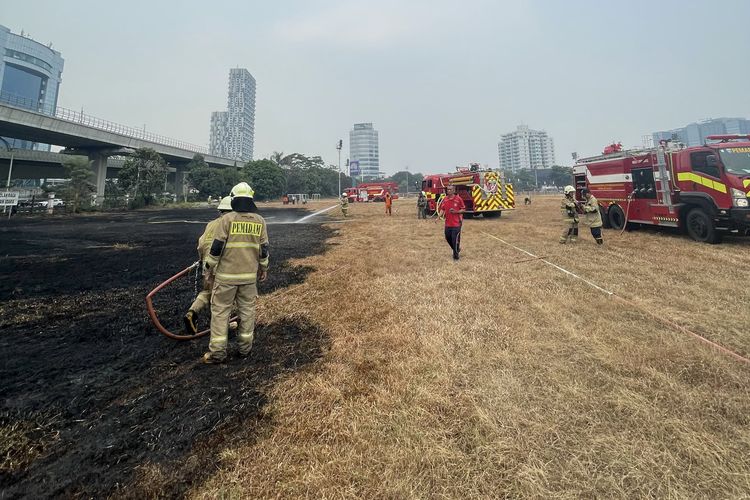 Lapangan Bola TNI AU di Pancoran Jaksel Terbakar, Diduga gara-gara Puntung Rokok