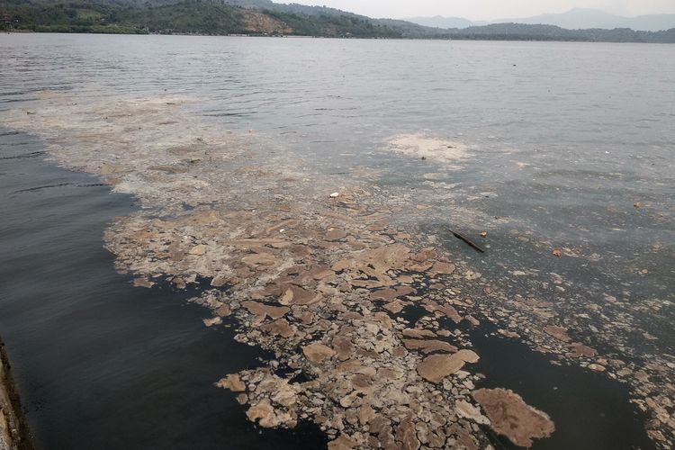 Tampak limbah misterius mirip jeli muncul lagi di Teluk Bima, NTB, Rabu (18/5/2022).