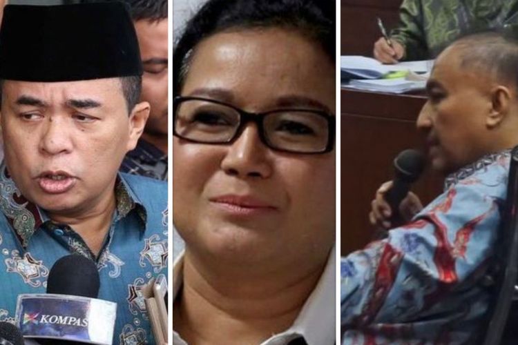 (Kiri ke kanan) Politisi Partai Golkar Ade Komarudin, politisi Hanura Miryam S Haryani, politisi Partai Golkar Markus Nari