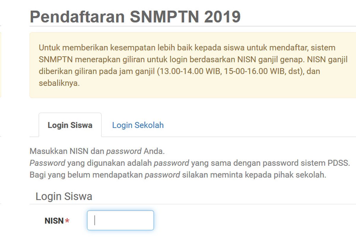 Pendaftaran Seleksi Nasional Masuk Perguruan Tinggi Negeri (SNMPTN) 2019 kembali diperpanjang dari semula berakhir tanggal 14 Februari 2019 menjadi hari Selasa, 16 Februari 2019 pukul 22.00 WIB.