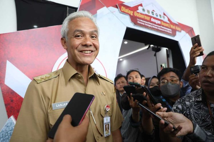 Gubernur Jateng Ganjar Pranowo usai memimpin Musrebangwil di Wonosobo, Senin (20/3/2023).