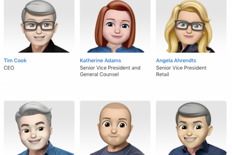 Sejumlah foto pimpinan perusahaan di Apple yang diubah menjadi emoji.