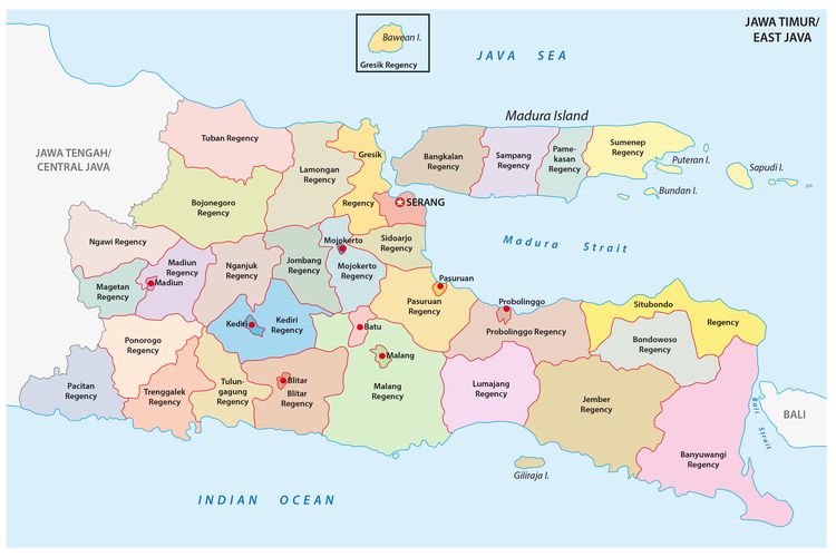 Peta Provinsi Jawa Timur dan Pulau Madura