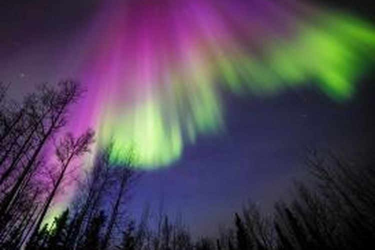 Salah satu penampakan aurora borealis di Alaska pada April 2015, sebagaimana diunggah di situs lembaga penerbangan dan antariksa Amerika Serikat.