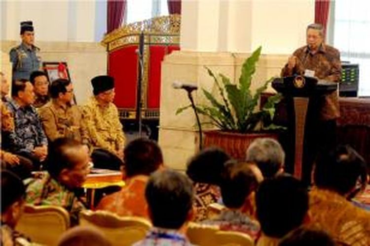 Presiden SBY menyampaikan sambutan pembukaan Forum Anti Korupsi Indonesia ke-4 di Istana Negara, Selasa (10/6) pagi