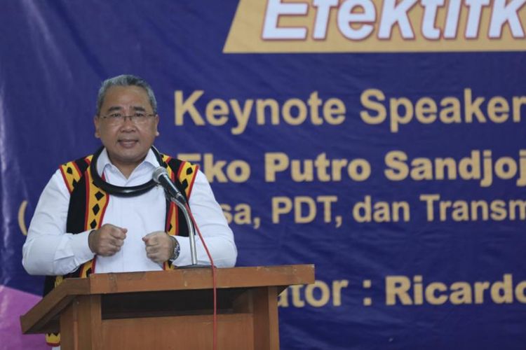 Menteri Desa, Pembangunan Daerah Tertinggal, dan Transmigrasi (Mendes PDTT) Eko Putro Sandjojo menjadi pembicara kunci pada Dialog Nasional Efektifkah Dana Desa, di Jakarta, Sabtu (13/10/2018).