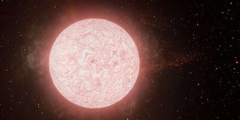 Ilustrasi bintang super raksasa merah di tahun terakhir sebelum mati 