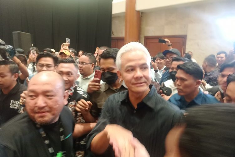 Bacapres PDI-P Ganjar Pranowo saat ditemui di Senayan JCC, Jakarta, Sabtu (30/9/2023).