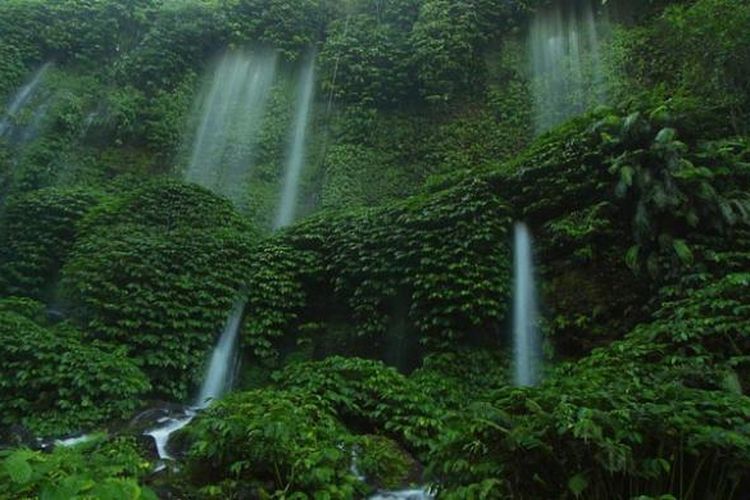Air Terjun Benang Kelambu di Lombok Tengah, Nusa Tenggara Barat.