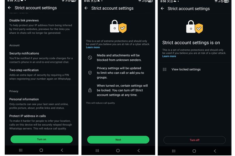 WhatsApp merilis fitur baru Strict Account Setting untuk memperkuat keamanan akun. Fitur ini bisa diaktifkan lewat menu Setting.