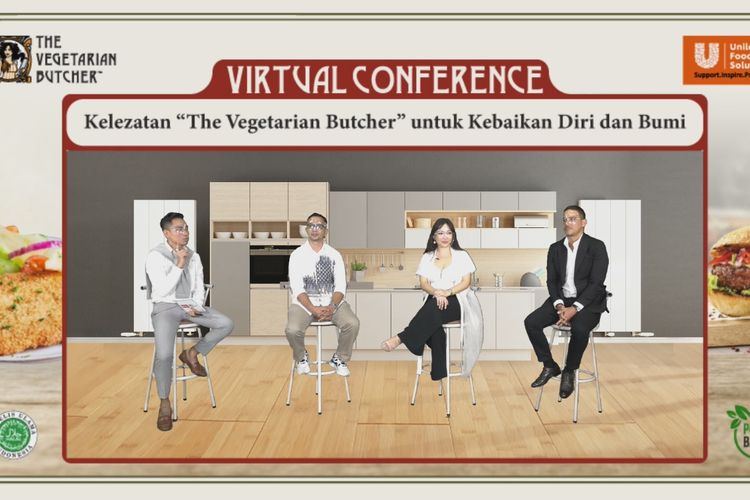 Para pembicara dalam sesi konferensi pers virtual The Vegetarian Butcher, Selasa (27/4/2021)