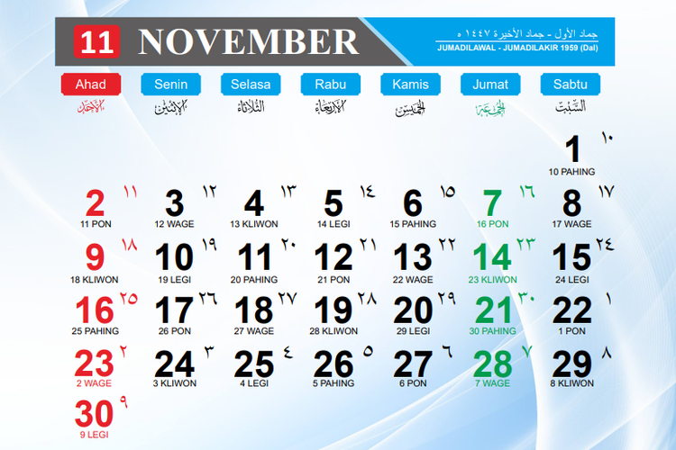 Kalender November 2025: Cek Daftar Libur Tanggal Merah, Serta Hari Nasional dan Internasional