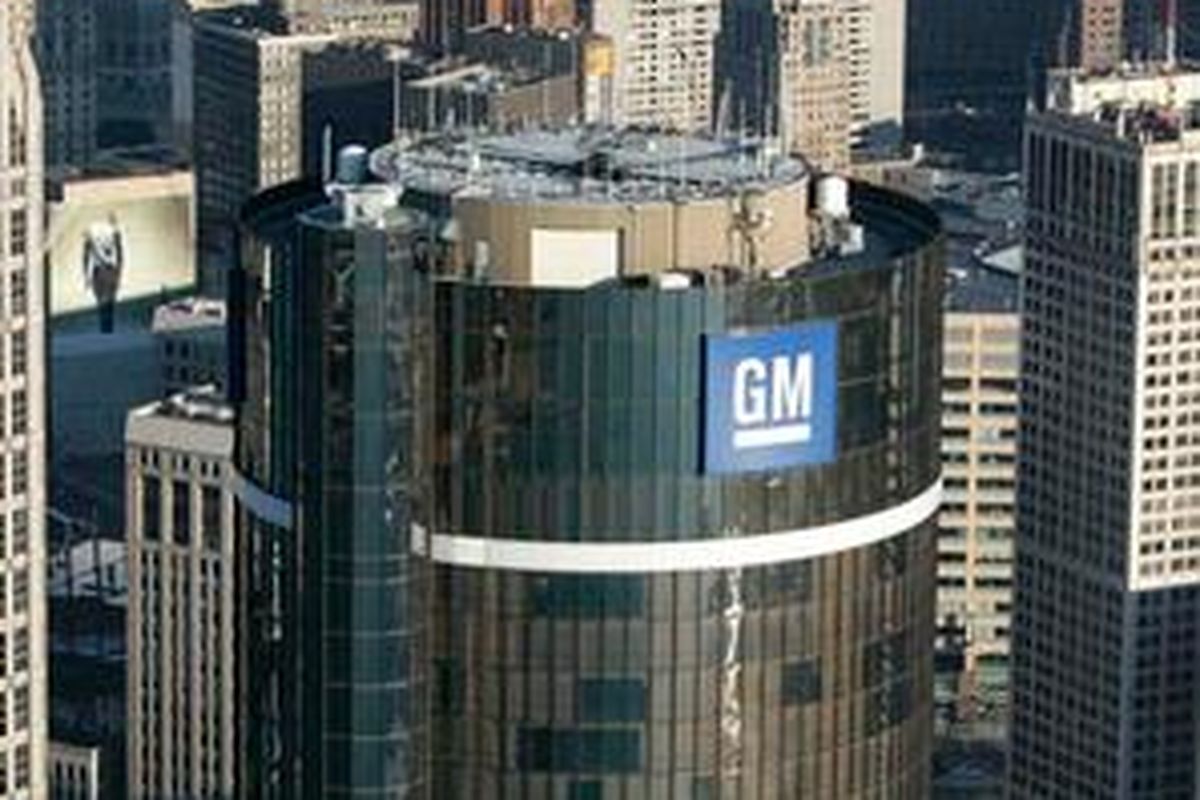 Kantor Pusat General Motors di Detroit. Digosipkan akan dilego karena GM kekurangan dana tunai