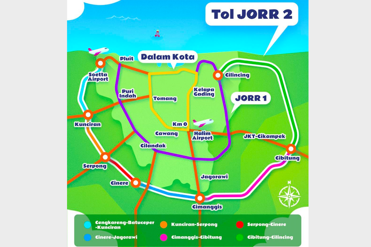 Peta Jaringan Jalan Tol Jakarta Outer Ring Road (JORR) 2