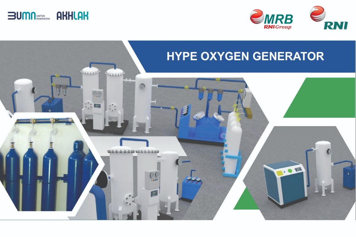 Oksigen generator bernama Hype Oxygen Generator buatan PT Rajawali Nusantara Indonesia atau RNI (Persero).