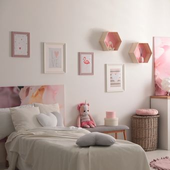Ilustrasi kamar tidur anak bergaya modern.