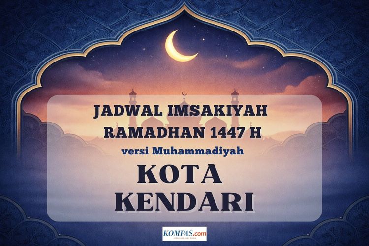 Jadwal imsakiyah untuk Kota Kendari selama Ramadhan 2026 versi Muhammadiyah, lengkap dari tanggal 1 - 30 Ramadhan 1447 H.