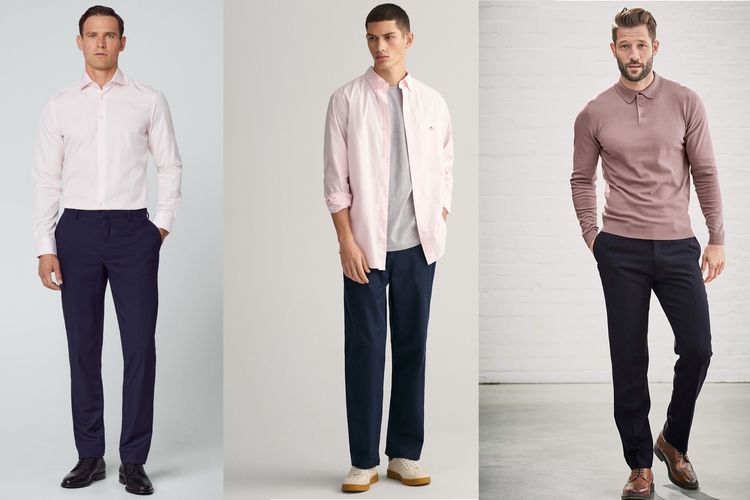 Perpaduan warna pakaian merah muda dan biru