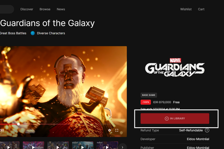 Cara mengeklaim Marvel's Guardians of the Galaxy secara gratis di Epic Games Store