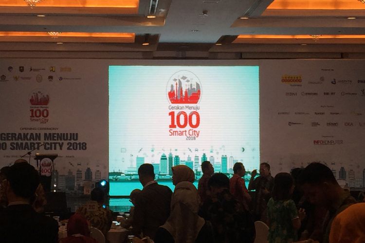 Kegiatan penandatanganan Gerakan Menuju 100 Smart City di Hotel Redtop, Jakarta, Selasa (8/5/2018).