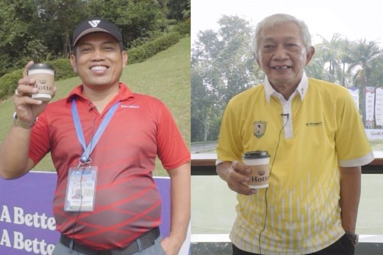 Ketua Panitia Kompetisi Golf Nasional OJAO Joyada Siallagan (kiri) dan Ketua Persatuan Golf Indonesia Jabar Herry Safarry (kanan). ? 