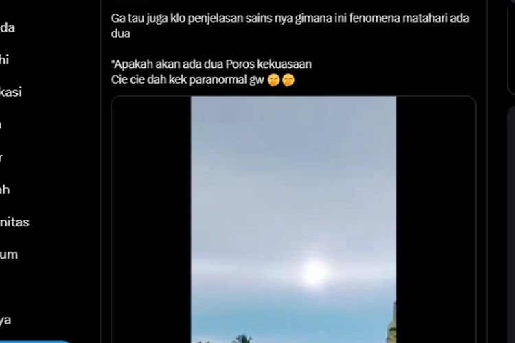 Tangkapan layar video kemunculan Matahari kembar di Mentawai, Sumatera Barat.