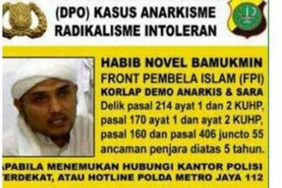 Foto Habib Novel yang disebar polisi. 