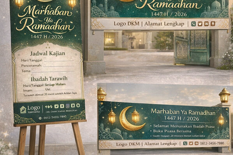 Poster Tarhib Ramadhan 2026 untuk Masjid dan Majelis.