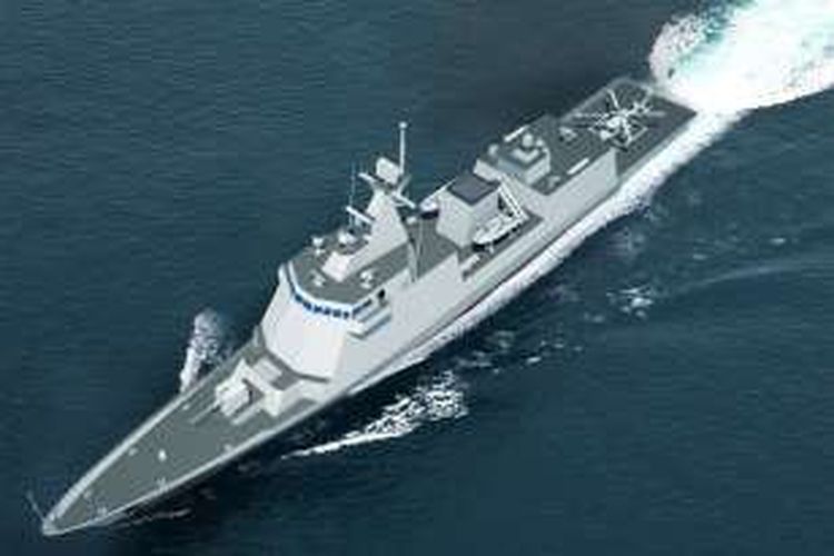Gambar kapal fregat berbobot 2.600 ton yang siap dibangun oleh Hyundai Heavy Industries untuk Angkatan Laut Filipina. 