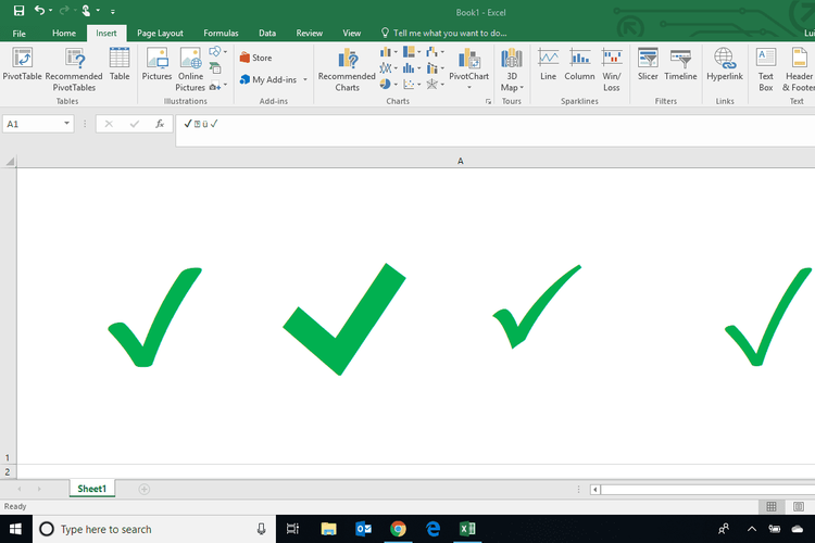 Ilustrasi tanda ceklis di Excel 