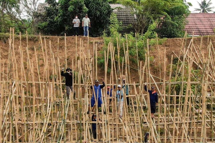 BPBD Kabupaten Bekasi Tanam 3000 Bambu di tanggul sungai Citarum, Kamis (7/10/2021)