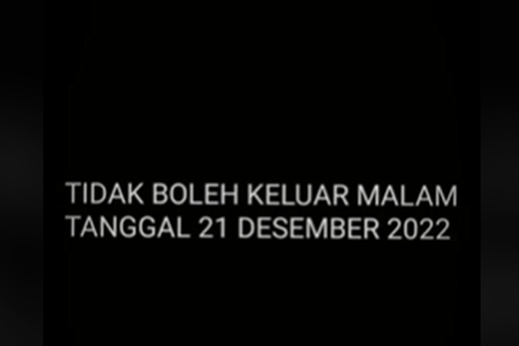 Tangkapan layar video bernarasi tidak boleh keluar saat 21 Desember 2022 karena fenomena solstis